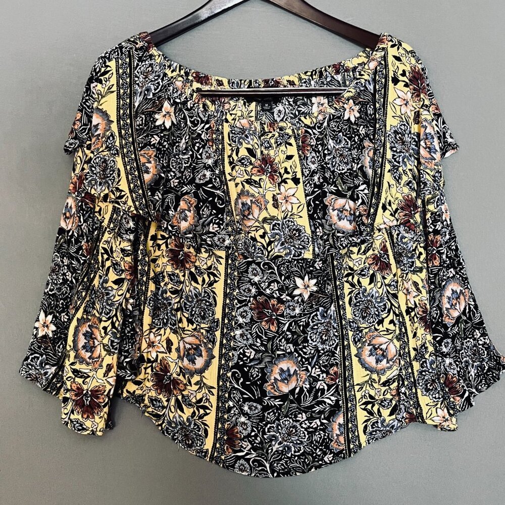 Shyanne Yellow Black Boho off the Shoulders Large